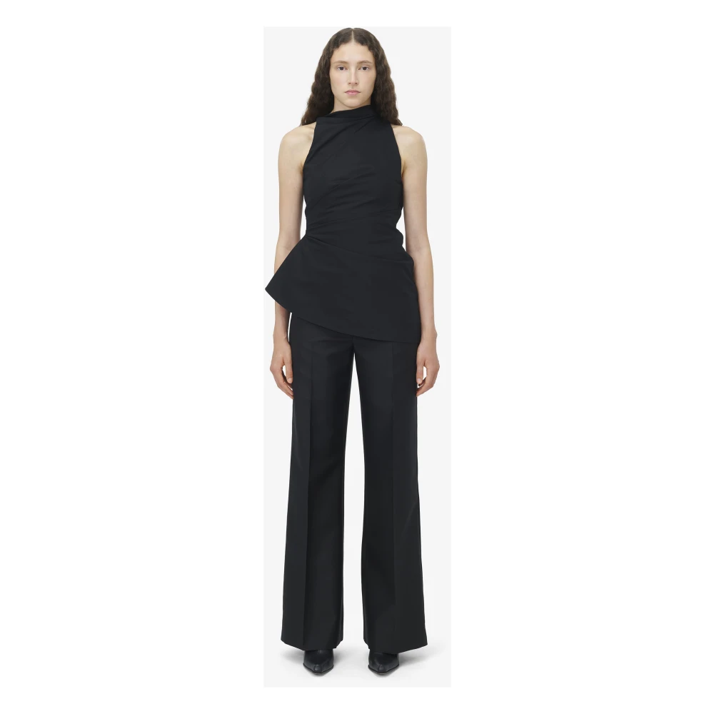 alexander mcqueen Zwarte Gerimpelde Mouwloze Top Italië Black Dames