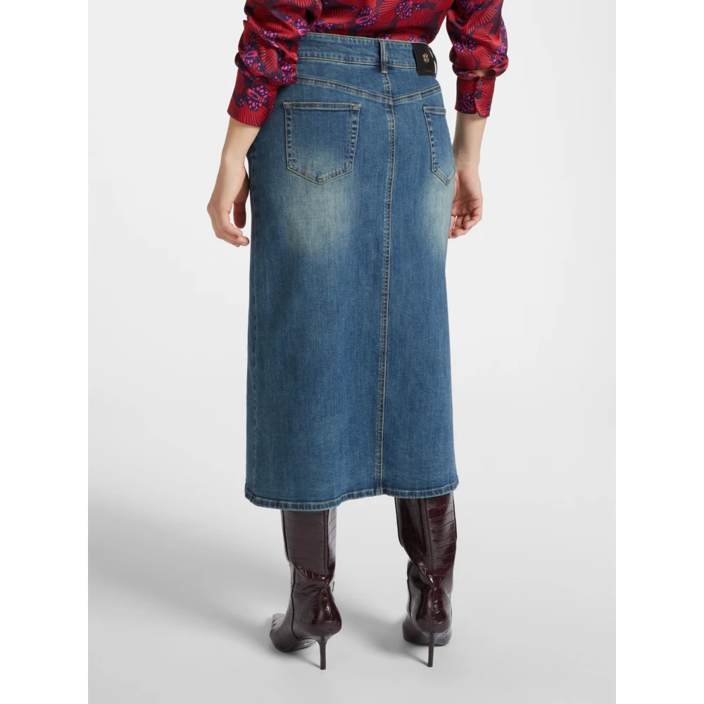 Elena Mirò Minirok van denim met splitten Blue Dames