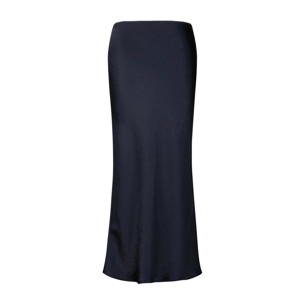 Samsøe Satin Rok in Rechte Snit Blue Dames