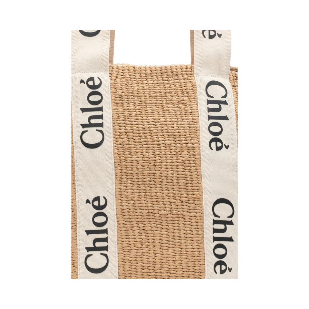 Chloé Grote Houten Mand Tas White Dames