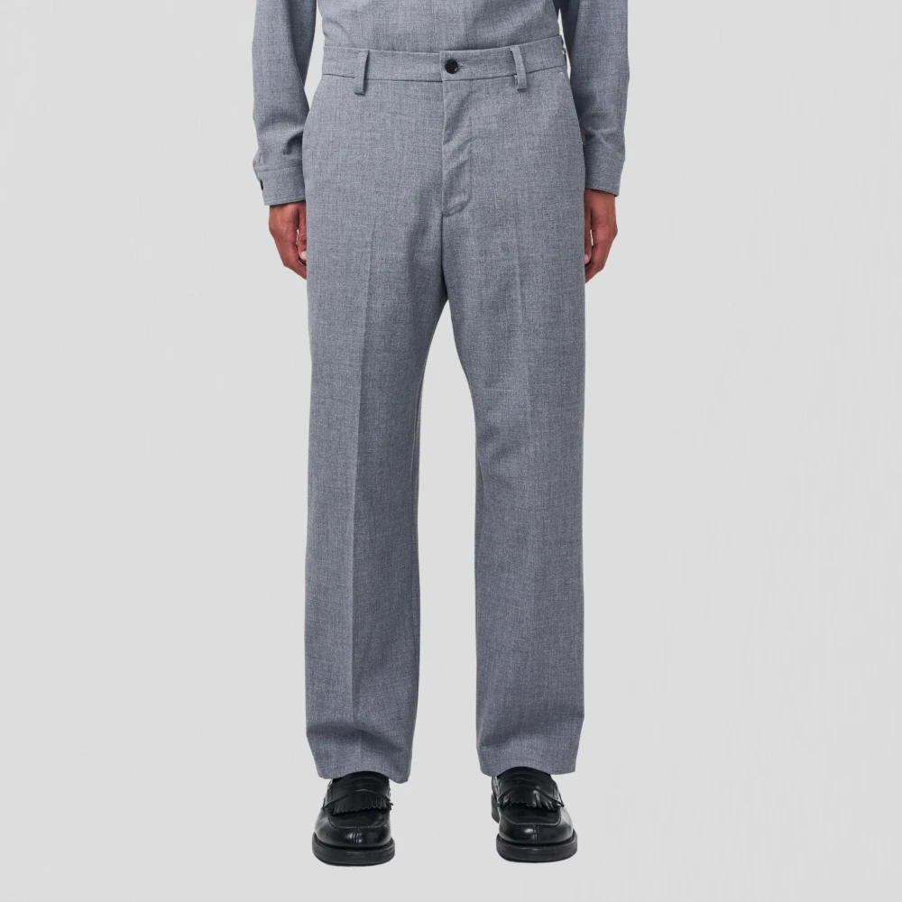 Nn07 Grijze melange pantalon met relaxte pasvorm Gray Heren