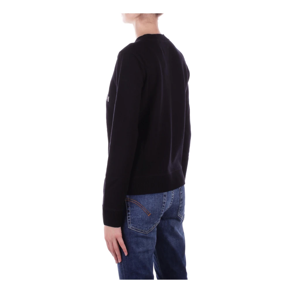 Elisabetta Franchi Geborduurde Logo Sweaters Black Dames
