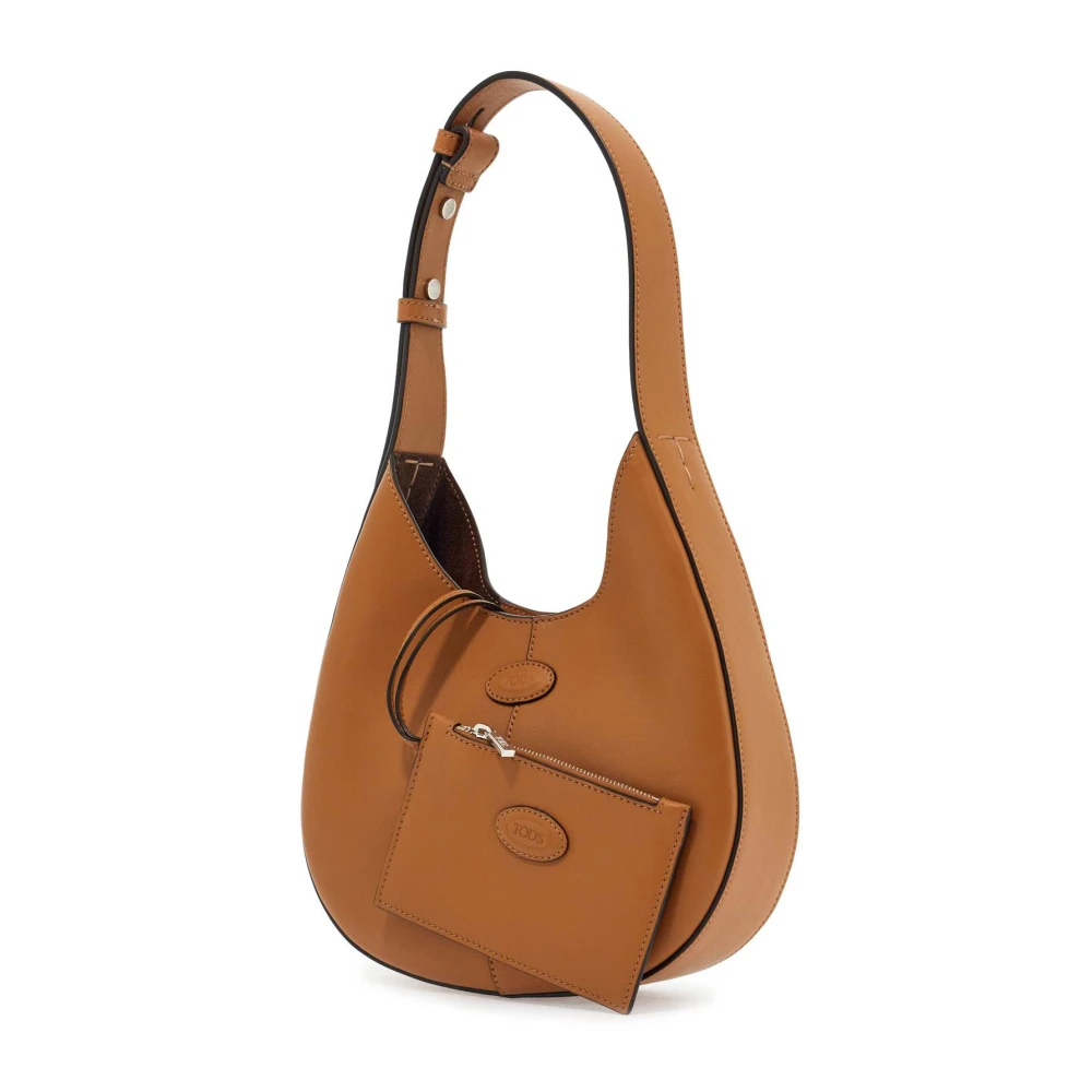 TOD'S Elegante Leren Mini Hobo Tas Brown Dames