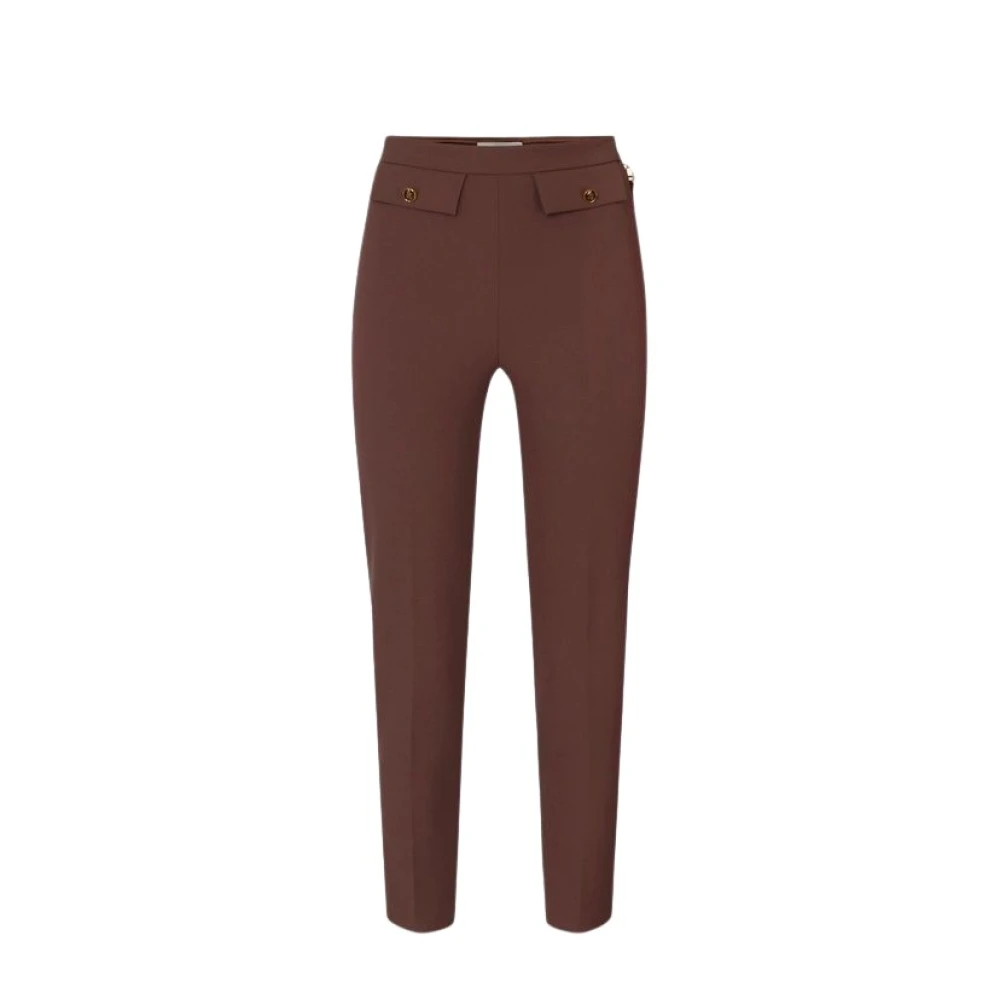 Elisabetta Franchi Brown Slim-Fit Trousers - Female - Cropped Trousers - S - Trousers