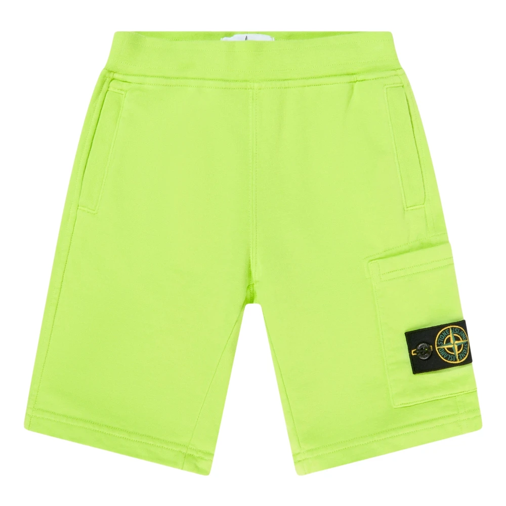 Stone Island Green Logo Pocket Shorts - Male - Shorts - 12 Y - Kids
