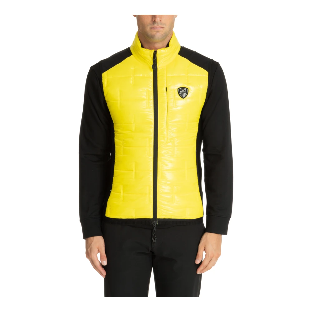 Emporio Armani EA7 Multikleur Rits Vest met Logo Zakken Yellow Heren