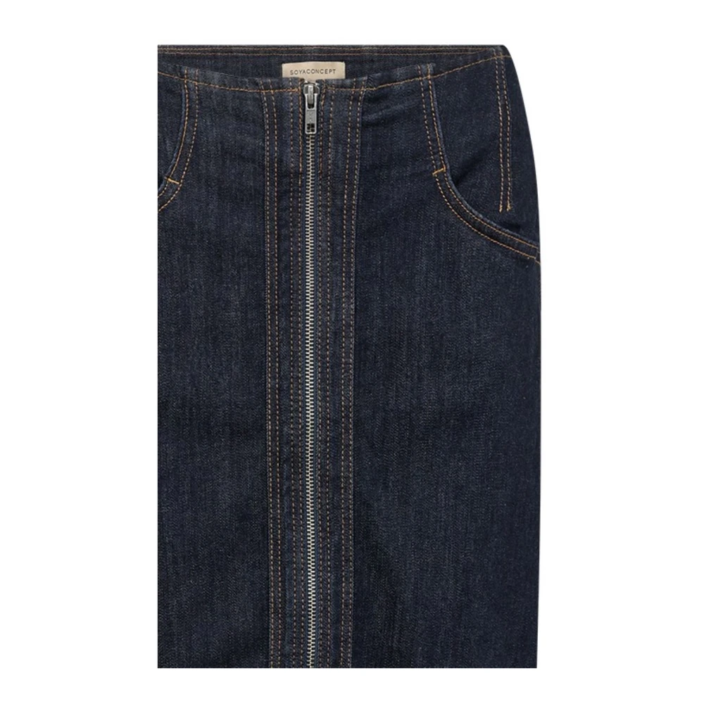 Soyaconcept Denim rok met volledige rits Black Dames