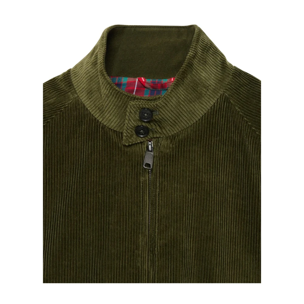 Baracuta Katoenen bomberjack met geribbelde details Green Heren