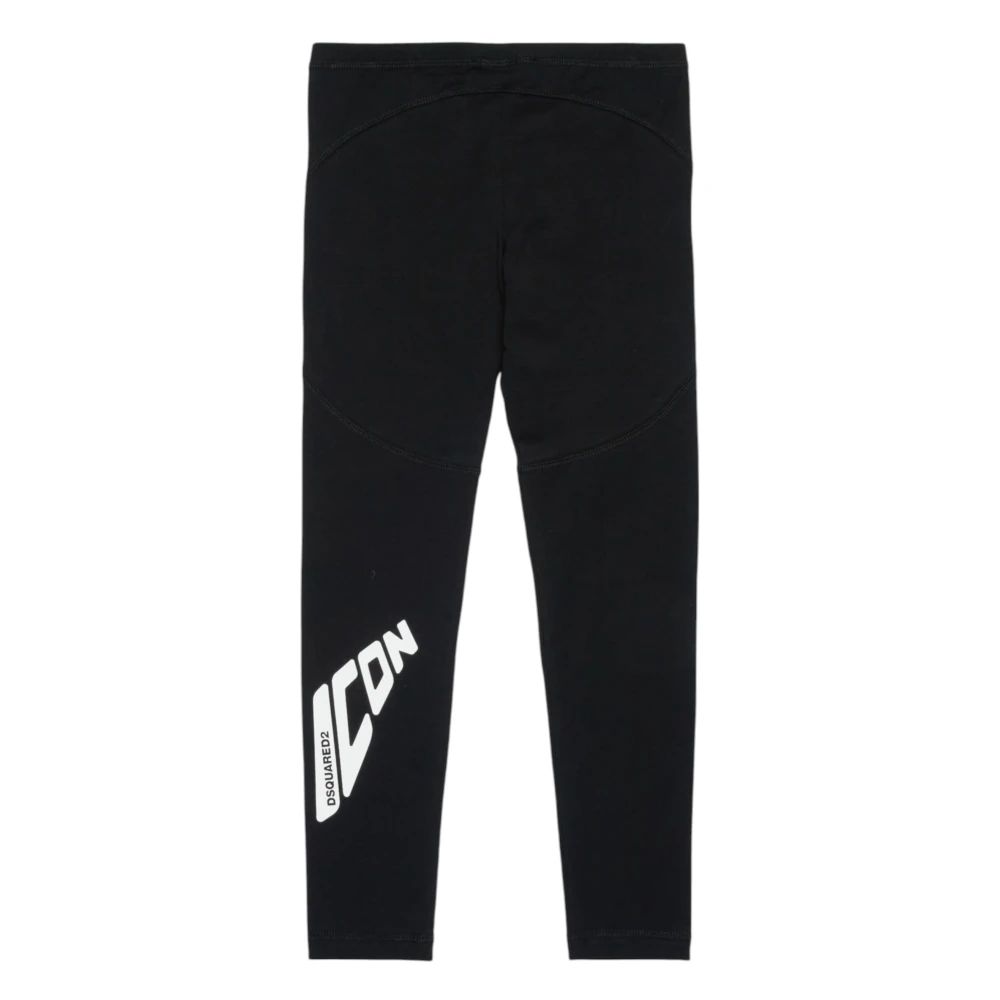 Dsquared2 Girls Black Leggings, 12 Y, Cotton Leggings With Logo Detail