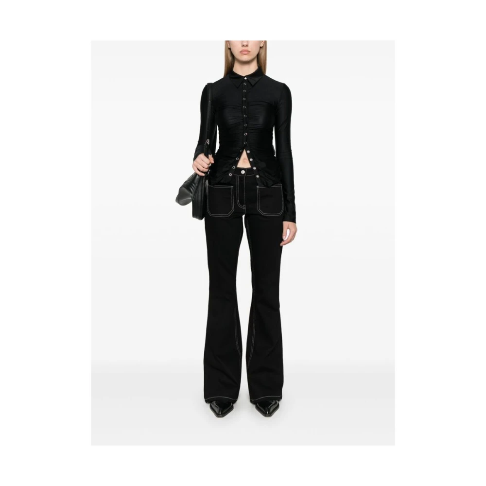 Courrèges Zwarte Bootcut Katoenen Jeans Black Dames