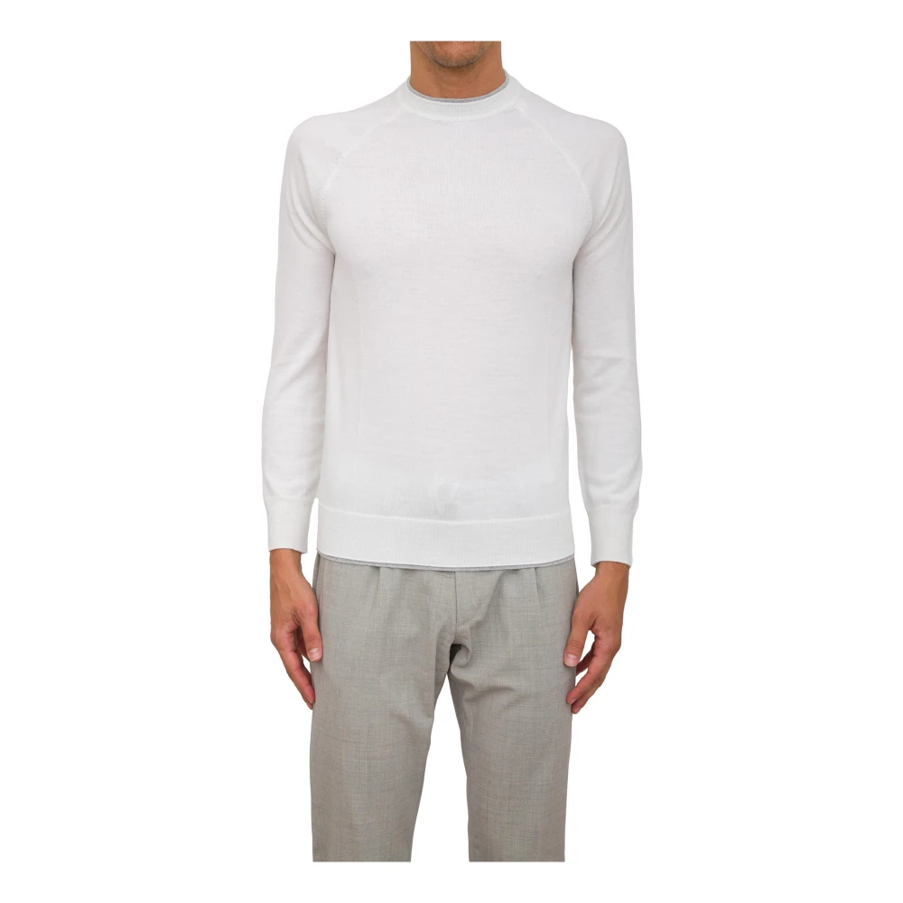 Eleventy Men's White Round-Neck Knitwear, S, Round Neck Jumper