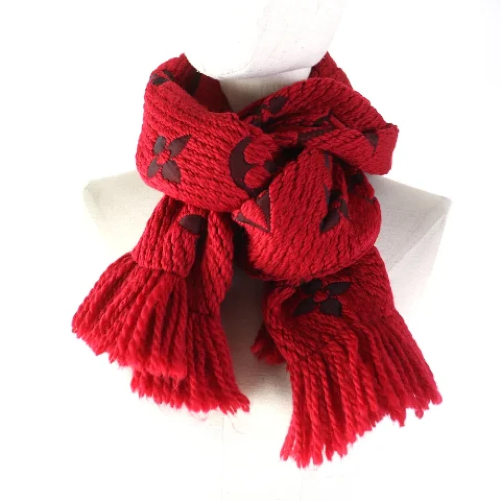 Louis Vuitton Vintage Pre-owned Wool scarves Red Dames