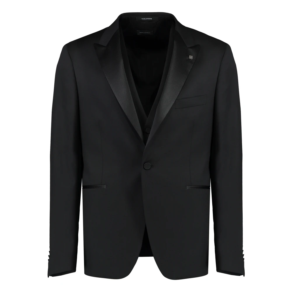 Tagliatore Wollen driedelig pak Black Heren