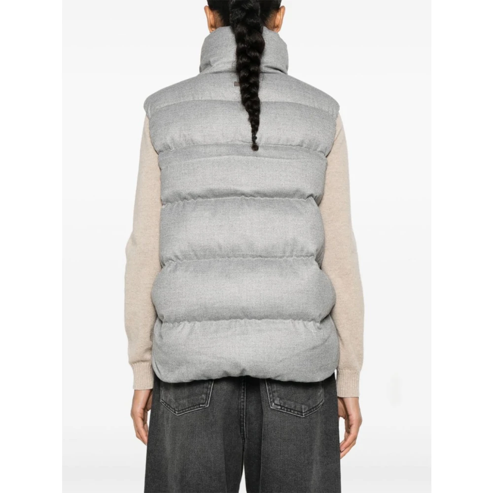 PESERICO Gewatteerde Mouwloze Gebreide Trui in Grijs Gray Dames