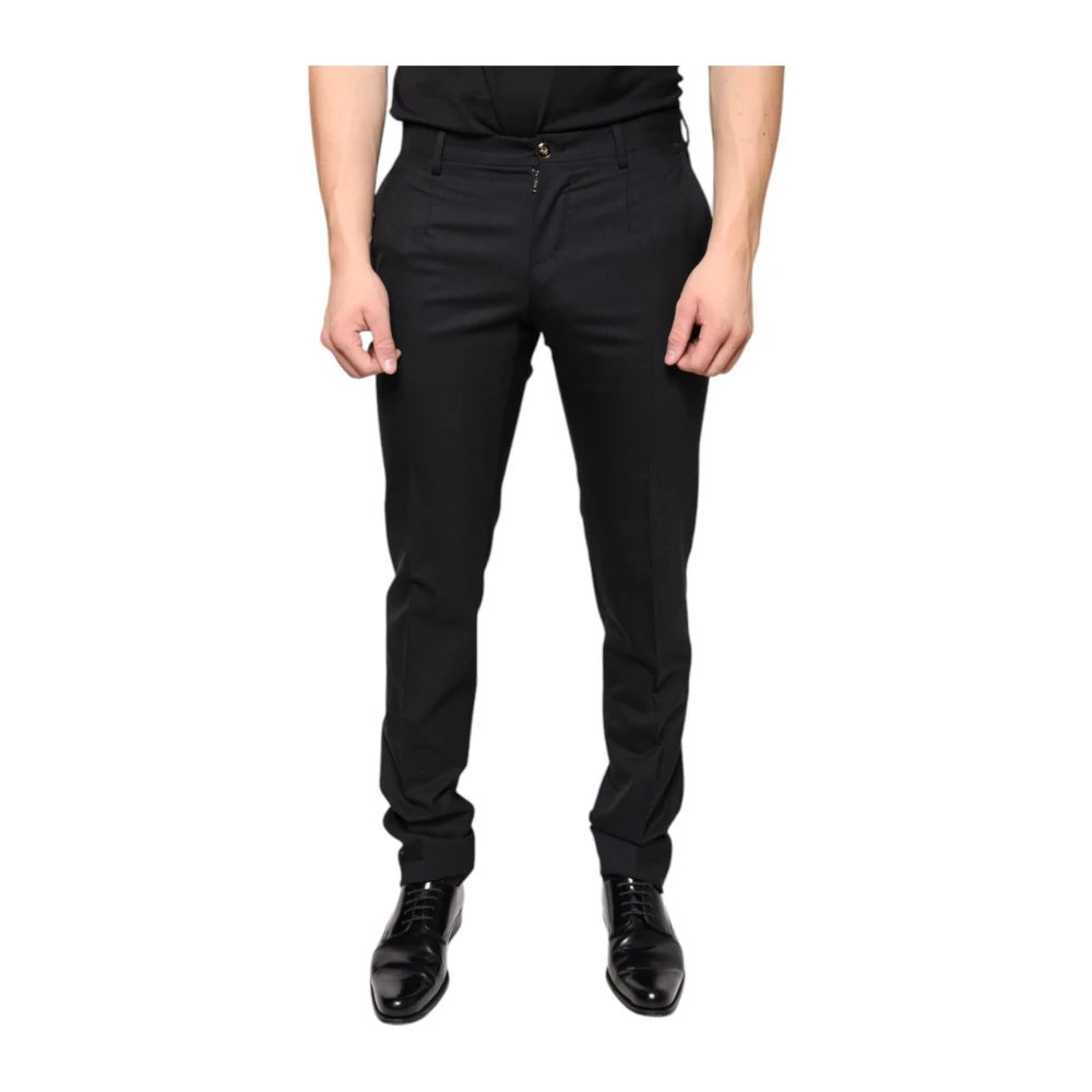 Dolce & Gabbana Men's Black Wool Skinny Dress Trousers - Slim-Fit Trousers - S - Trousers