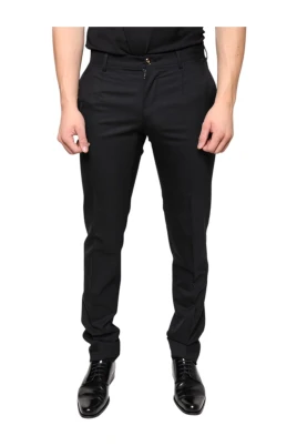 Svarta Ull Skinny Klänning Byxor