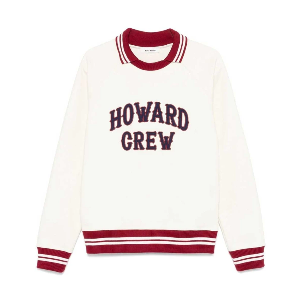 Wales Bonner Collegiate-stil sweatshirt med polokrage White, Herr