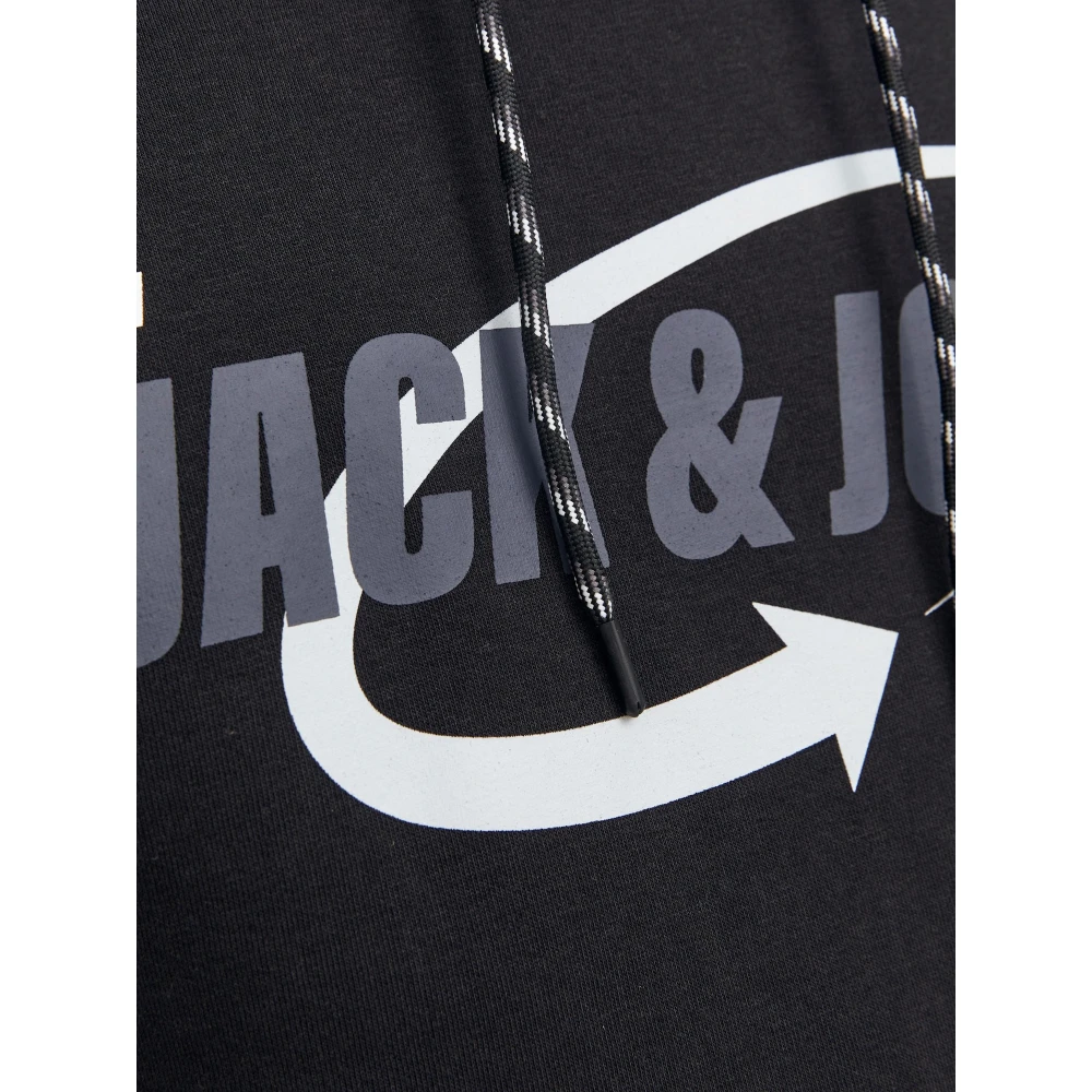 jack & jones Zwarte hoodie sweatshirt met logo print Black Heren