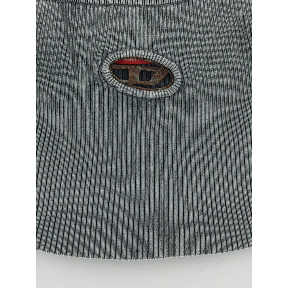 Diesel Katoenen Logo Top Gray Dames