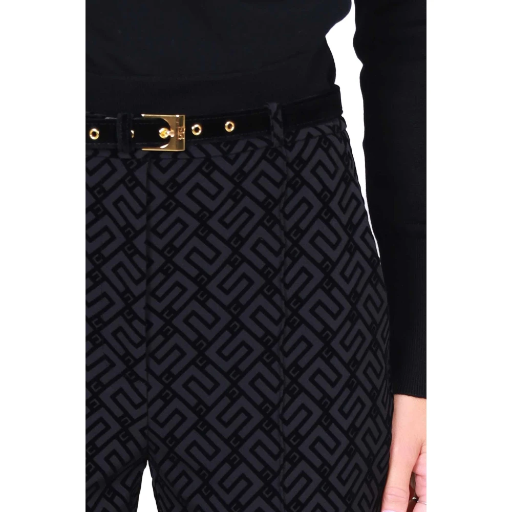 Elisabetta Franchi Zwarte Velours Broek Black Dames