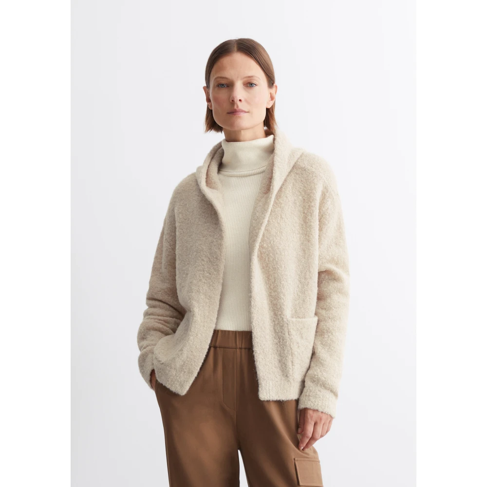 Marc O'Polo Bouclé hoodie vest los Black Dames
