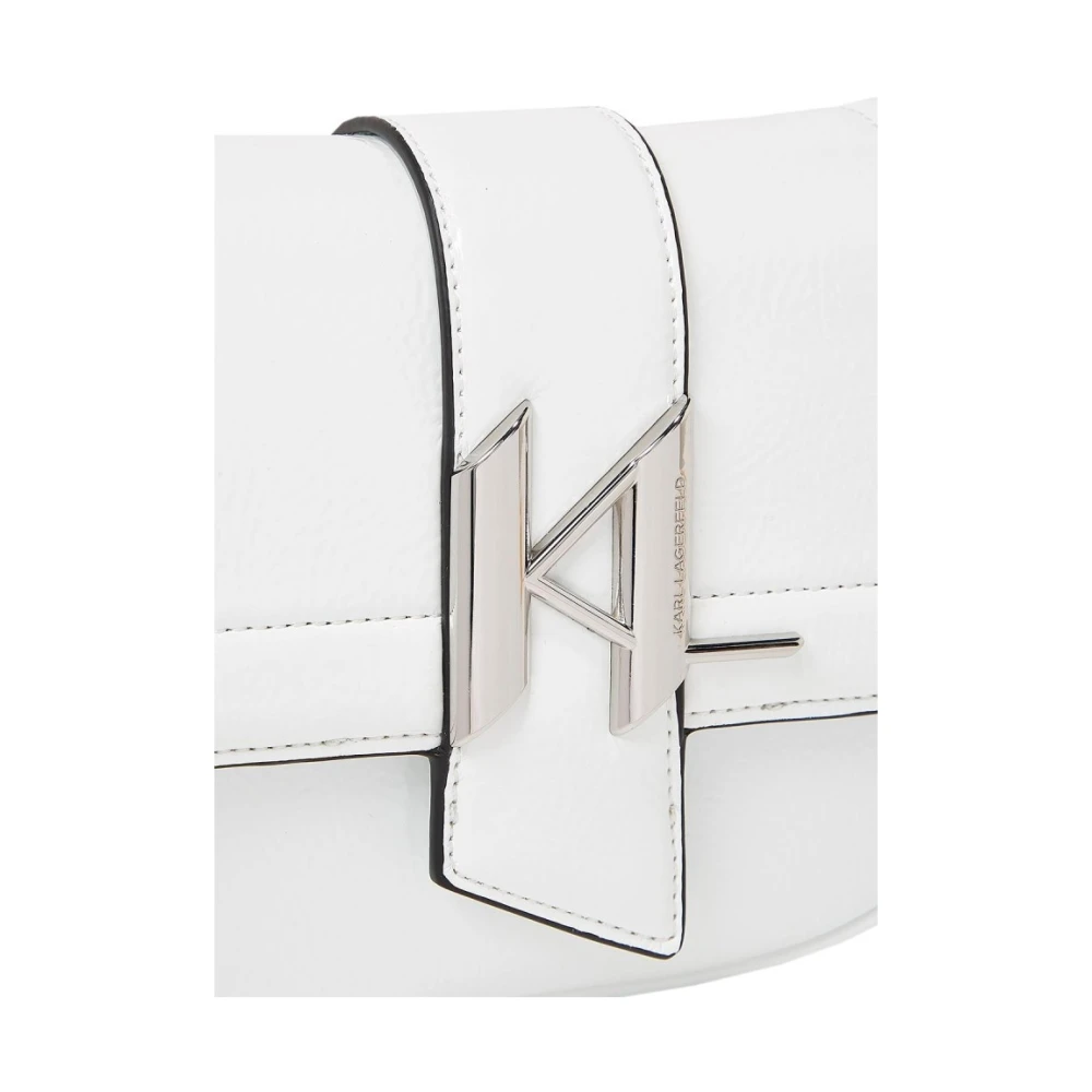 Karl Lagerfeld Witte Schoudertas met Zilveren Logo White Dames