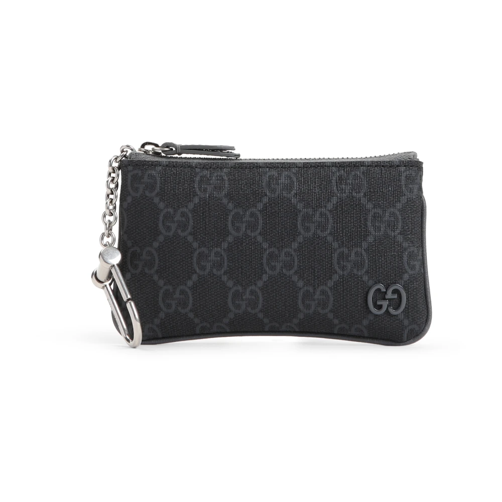 Gucci Zwart stalen GG Supreme textiel sleuteletui Black Heren