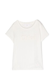 Dziewczęcy T-shirt Chloé z haftowanym logo