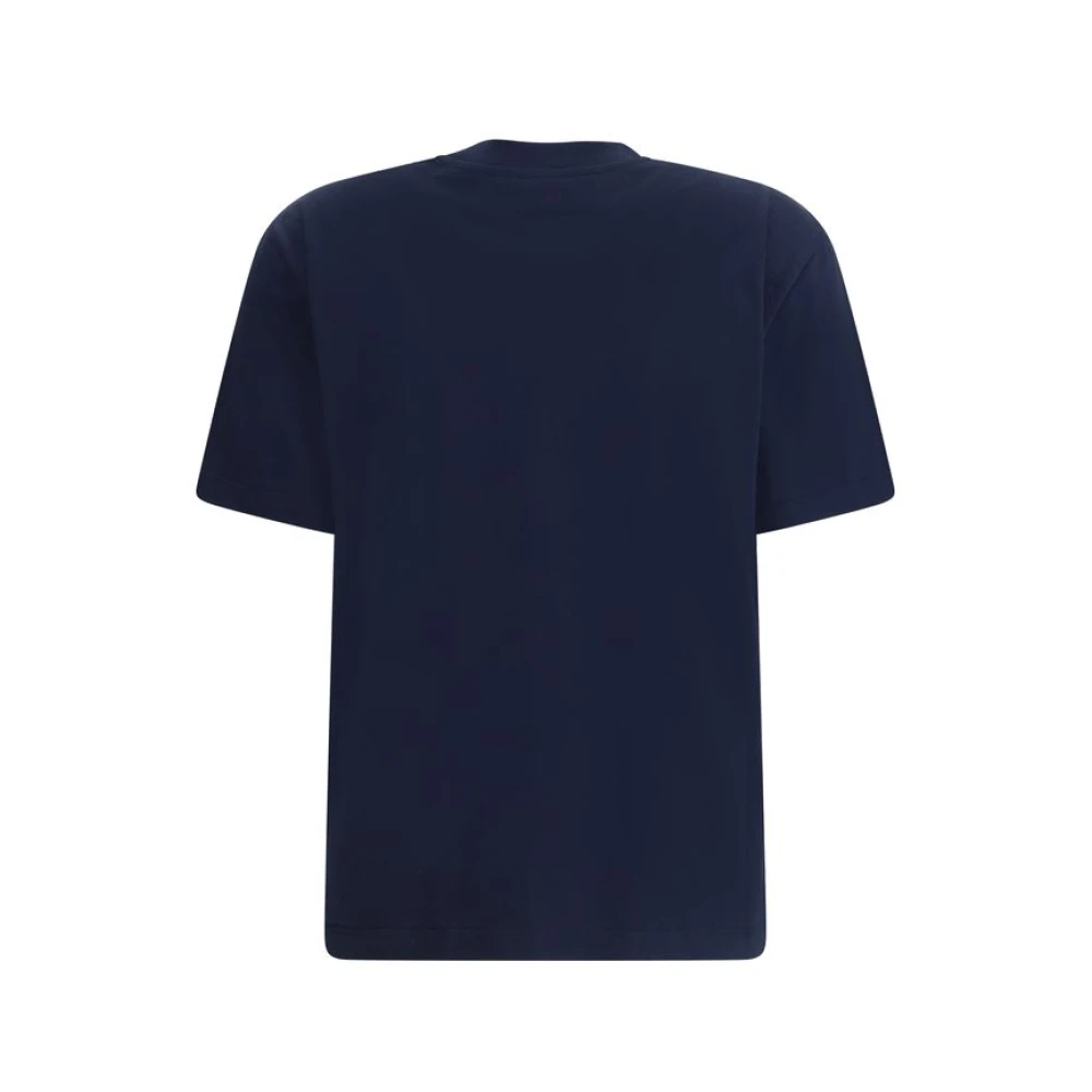 Ami Paris Iconisch Logo T-shirt met Geribbelde Ronde Hals Blue Dames