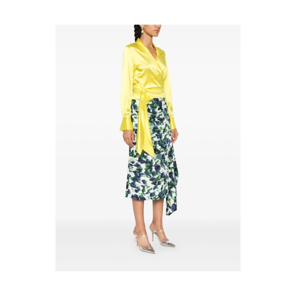Mazzarelli Zijde Blend Omslagstijl Shirt Yellow Dames