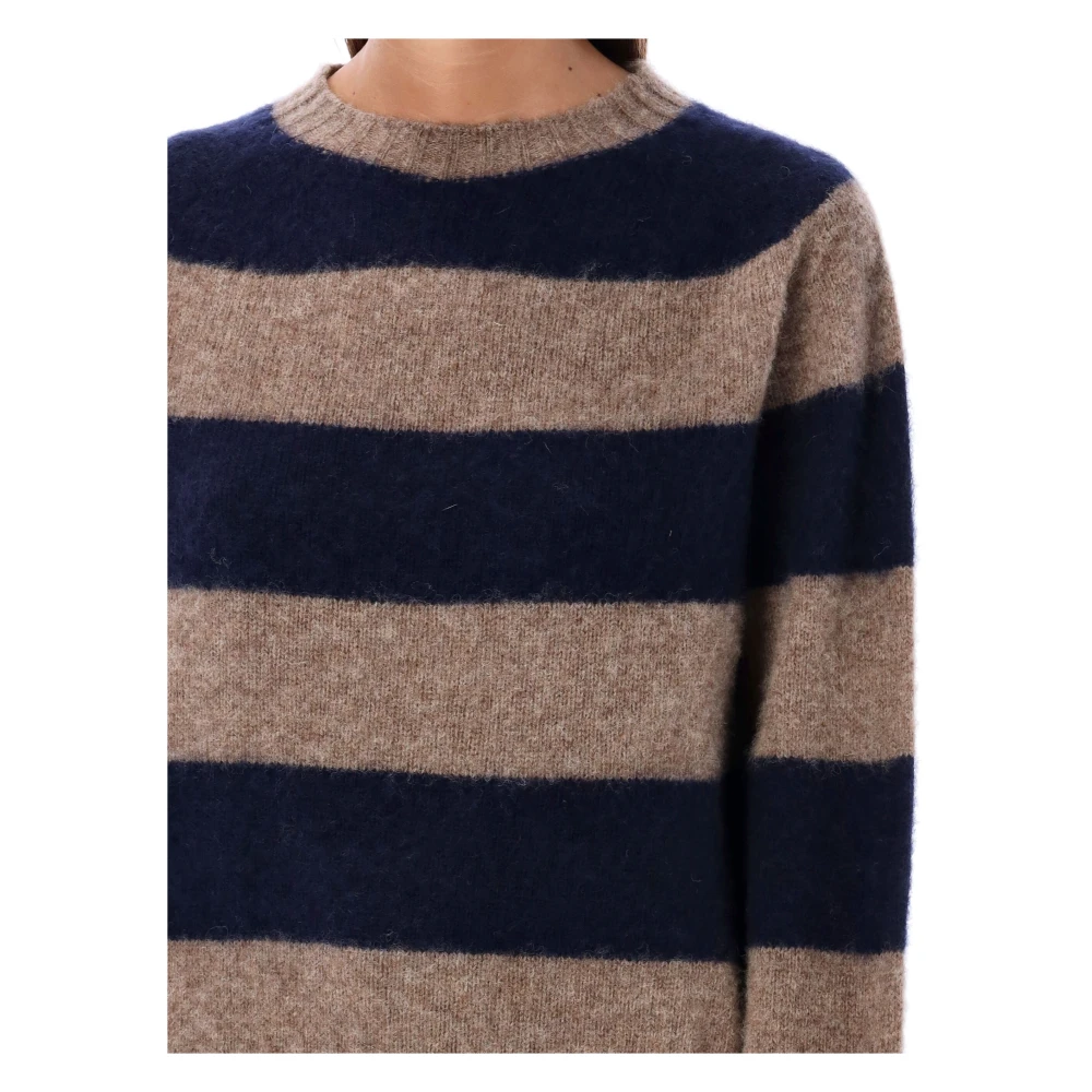 YMC You Must Create Navy Stripe Crew Gebreide Kleding Aw24 Multicolor Dames
