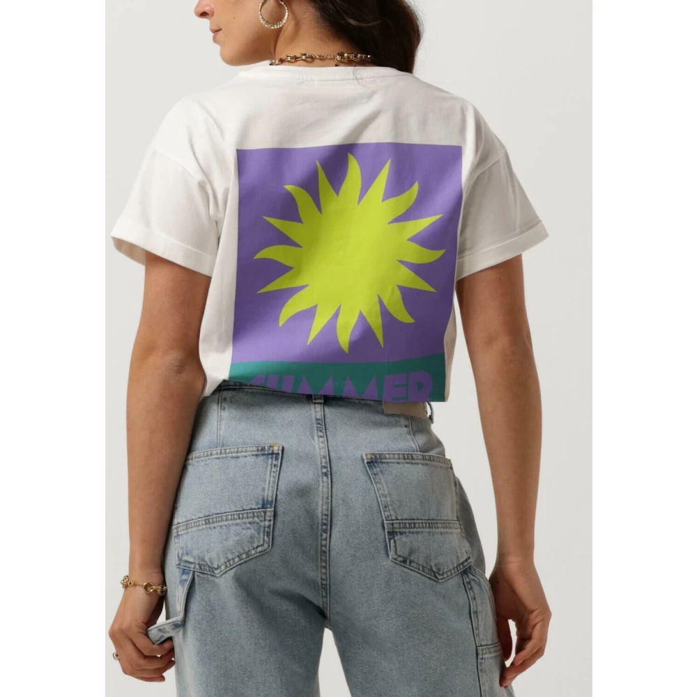 Colourful Rebel Zomer Essence Boxy Tee Dames Tops White Dames