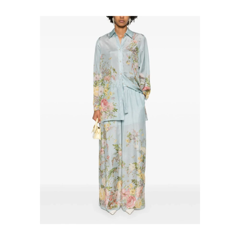 Zimmermann Heldere Blauwe Zijden Overhemd Klassieke Stijl Multicolor Dames