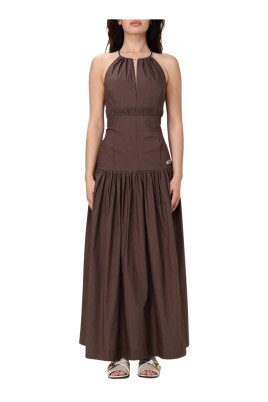 brown-sleeveless-midi-dress-with-flared-hem