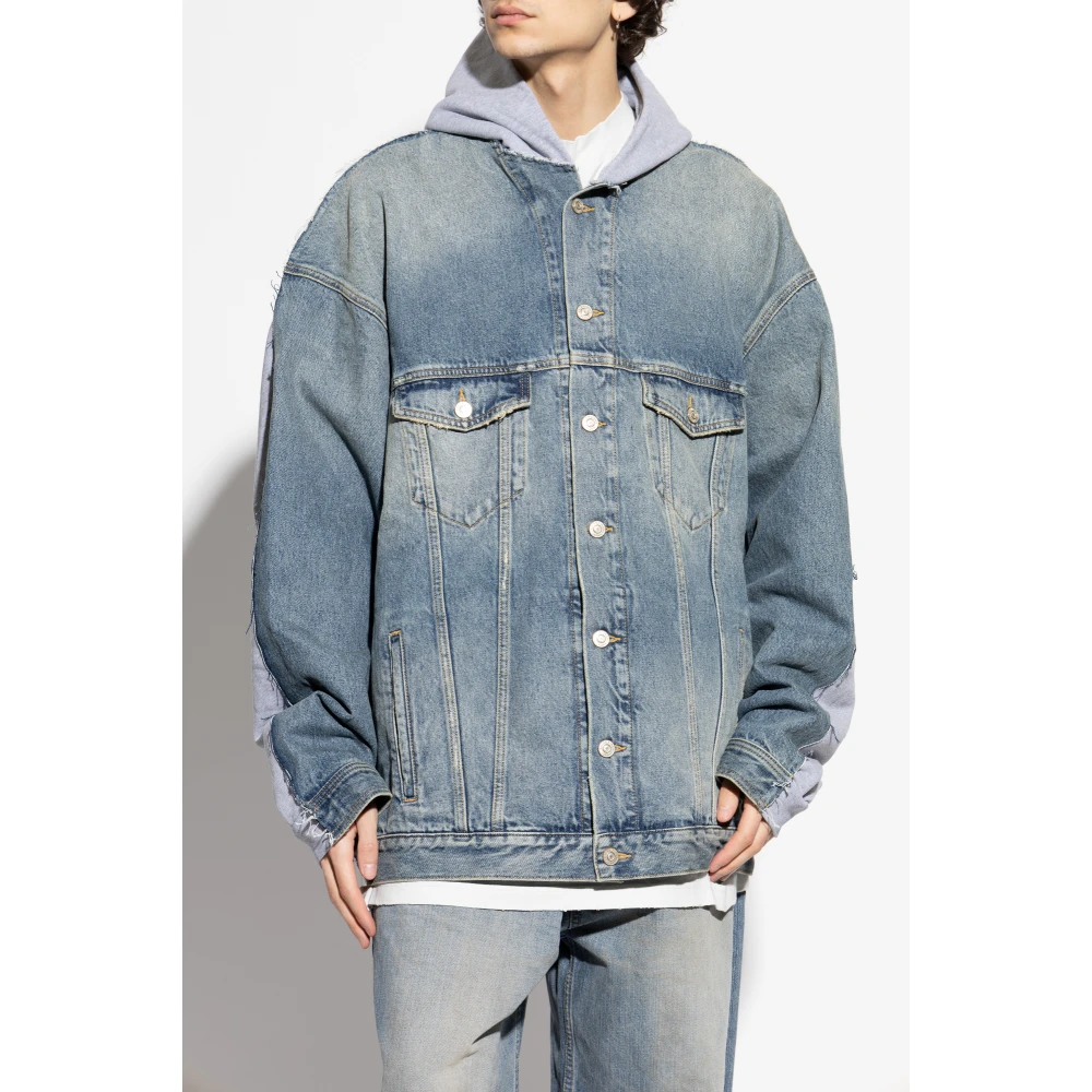 Balenciaga Denim Jas met Capuchon Blue Heren