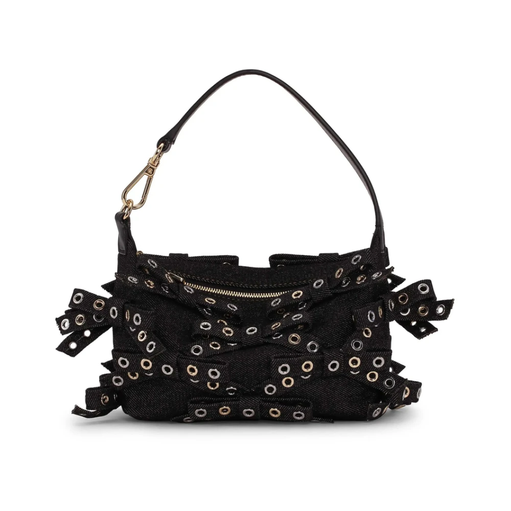 Ganni Zwarte Boogdetail Top Handvat Tas Black Dames