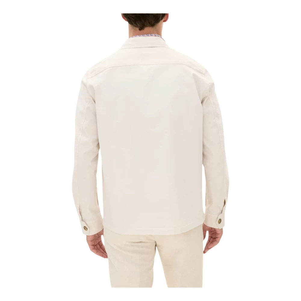 Oscar Jacobson Witte Safari Katoenen Stretch Overshirt Beige Heren