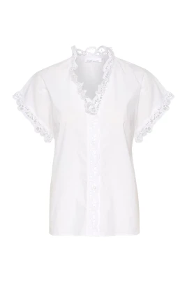 Vit Spets V-ringad Blus