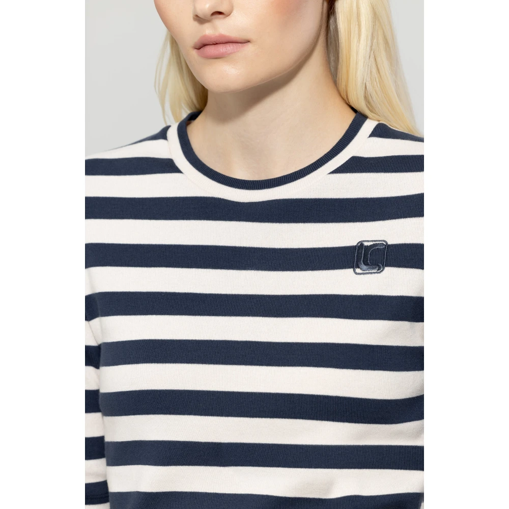 LUISA CERANO Gestreept gebreid T-shirt White Dames