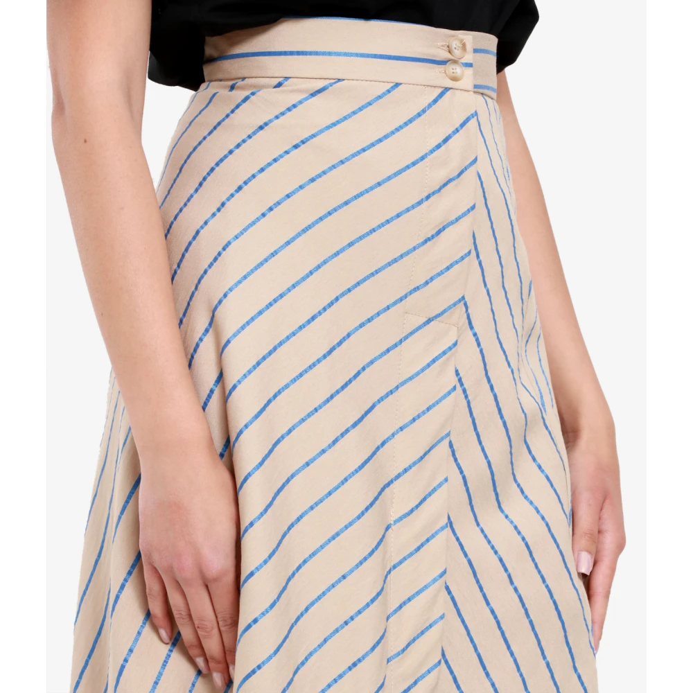 Kaos Gestreepte hoge taille rok Beige Dames