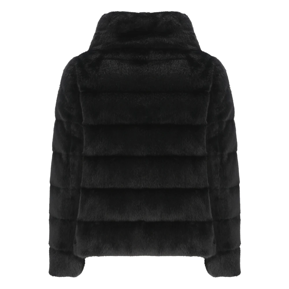 Herno Gewatteerde Faux Fur Donsjas Black Dames