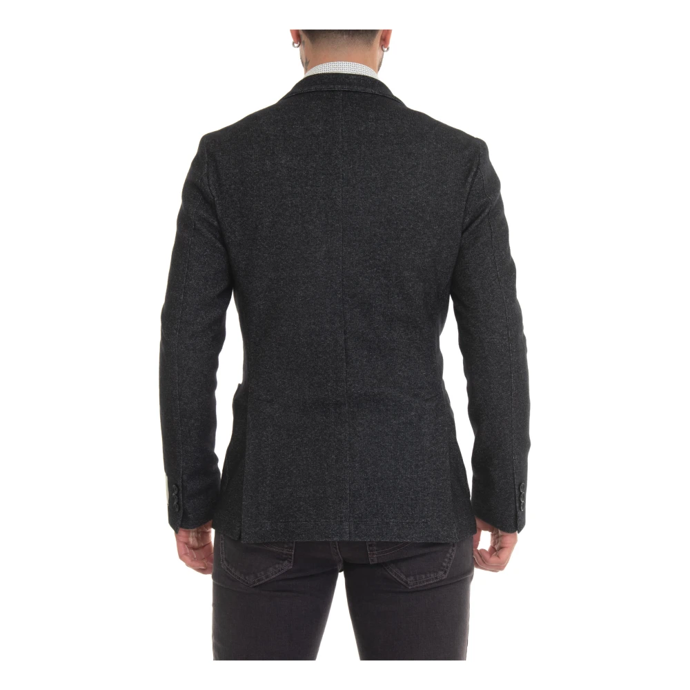 Paoloni Slim Fit Wollen Blend Jas Black Heren