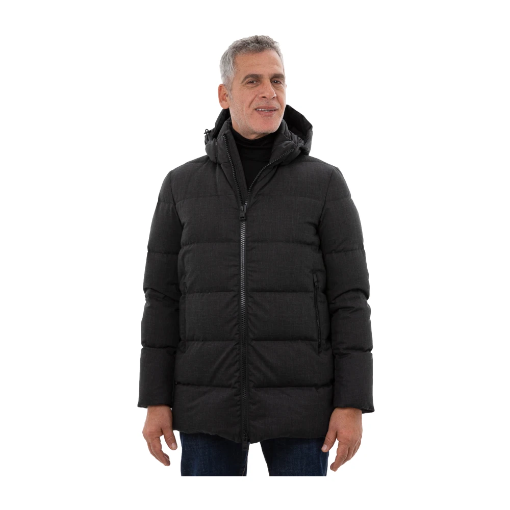 Herno Gewatteerde Jas met Capuchon Black Heren