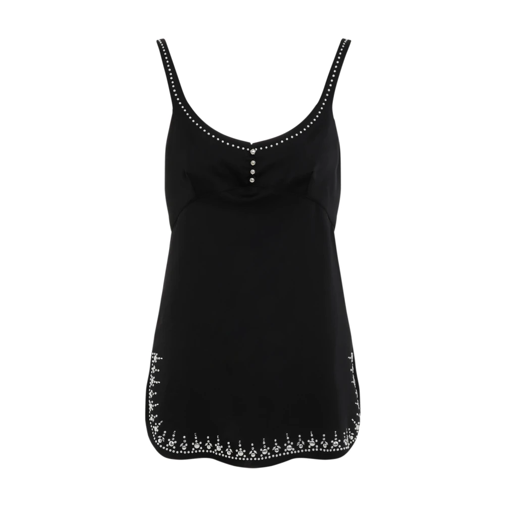Paco Rabanne Zwarte Mouwloze Top met Borduurwerk Black Dames