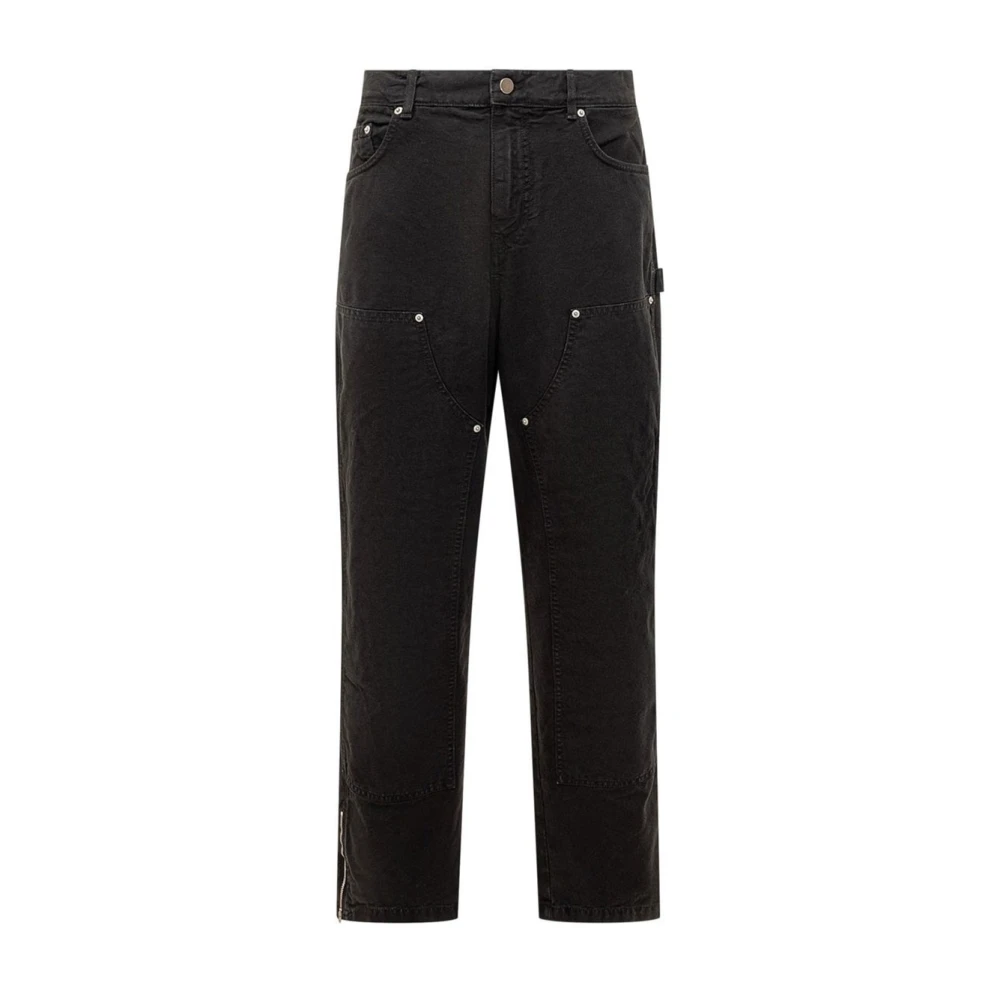 Garment Workshop Dubbele Knie Katoenen Broek Zwart Black Heren