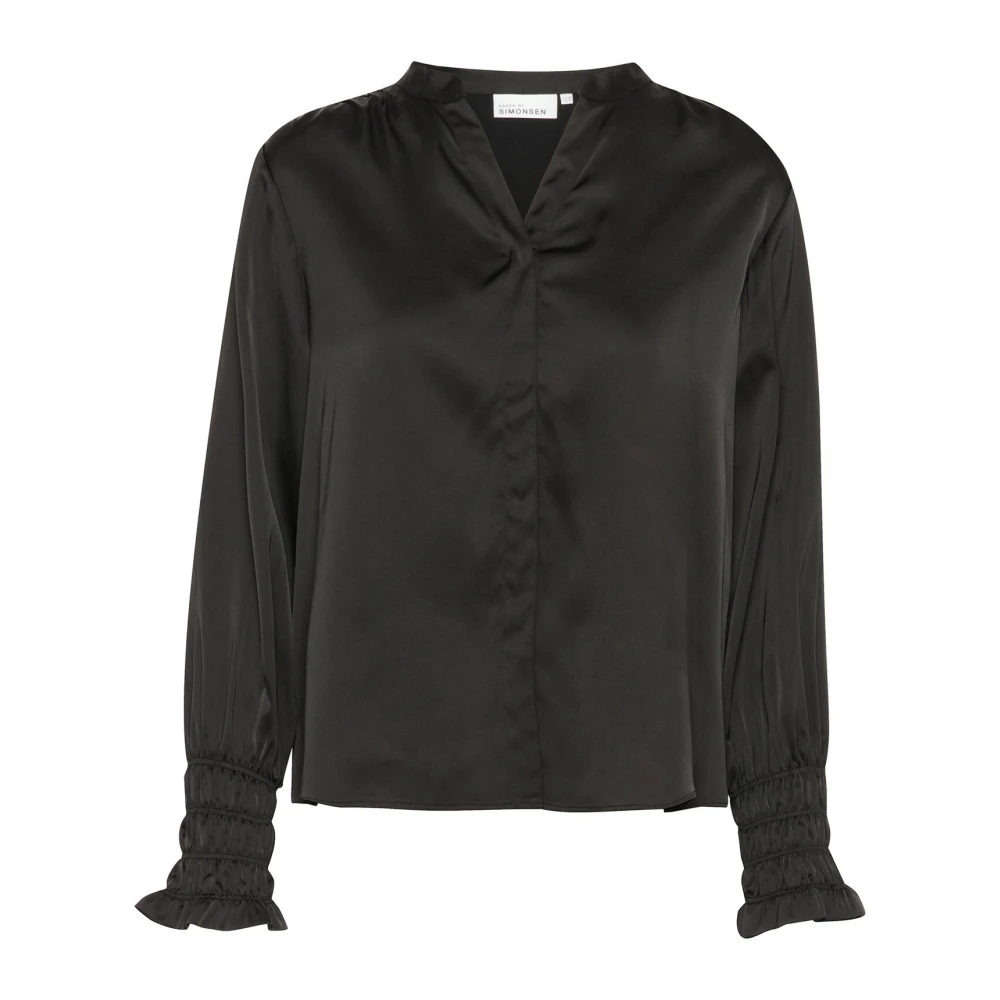 Karen by Simonsen Elegante Smock Detail Blouse Meteorite Black Dames