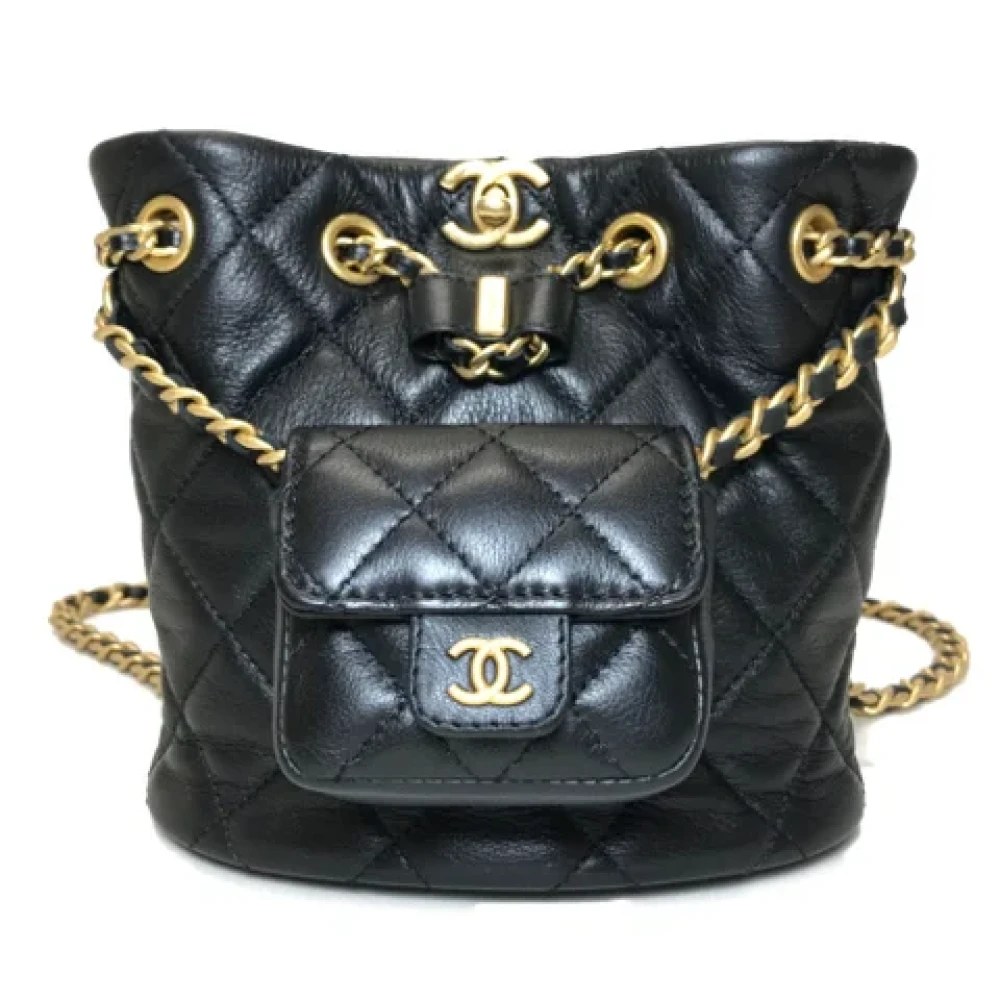 Chanel Vintage Pre-owned Leather backpacks Black Dames