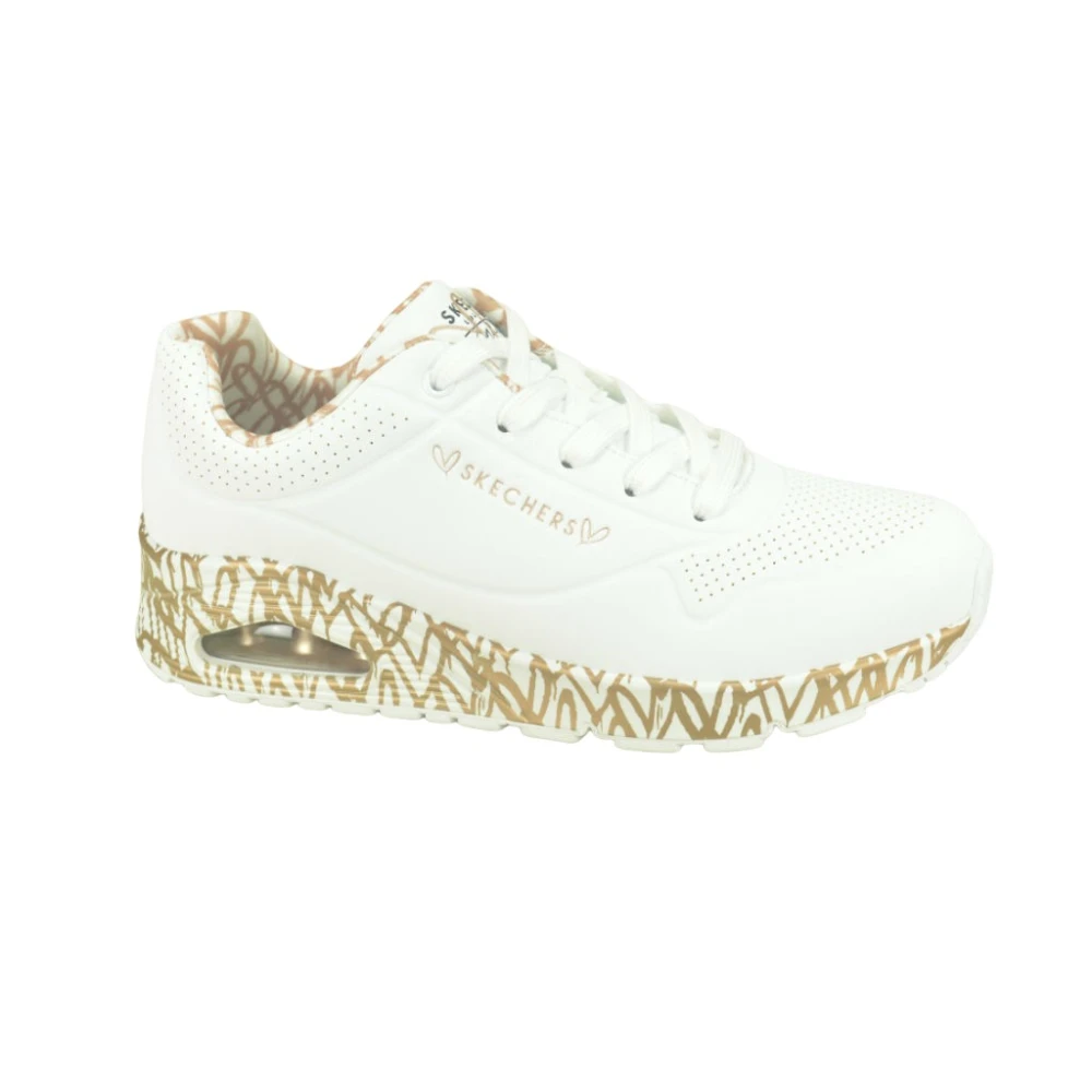 Skechers Witte hardloopschoenen met hartjespatroon Dames Schoenen