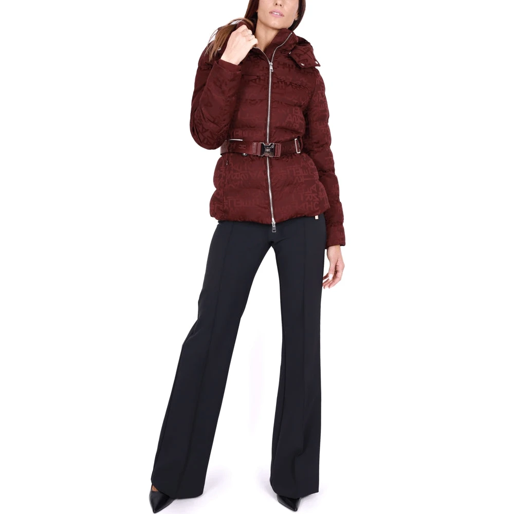Elisabetta Franchi Korte Nylon Jacquard Bordeaux Jas Red Dames