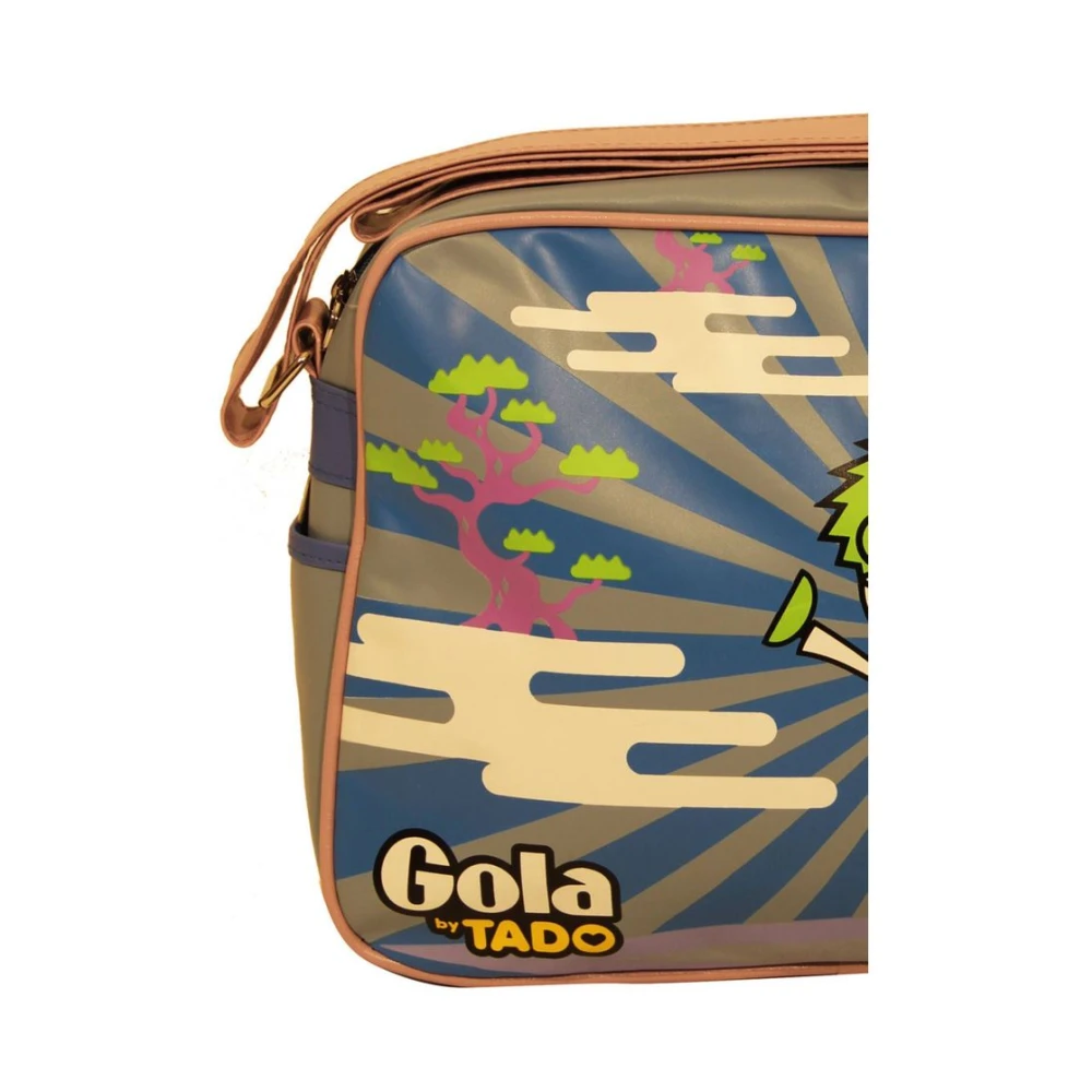 Gola Blauwe Stoffen Schoudertas met Print Multicolor Unisex